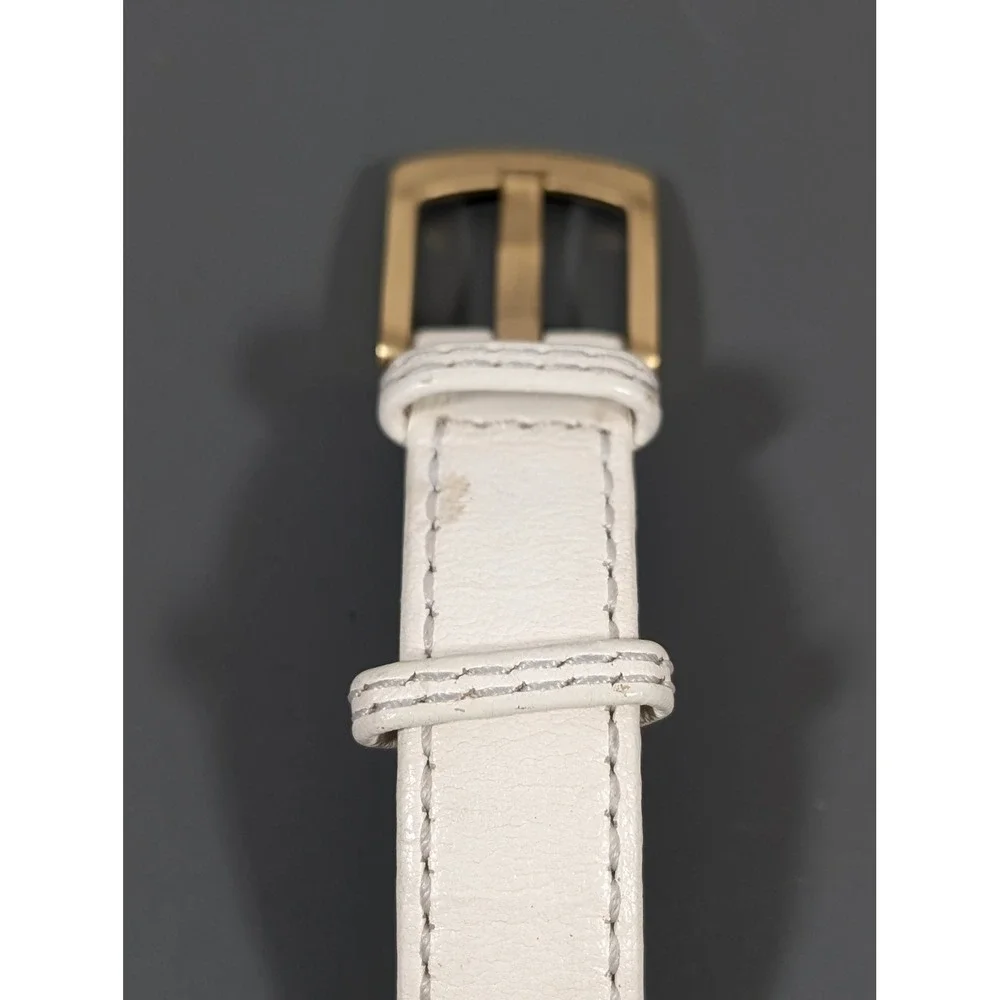 Ecclissi Womens White Leather Watch Gold Tone Square Minimalist‎ 7